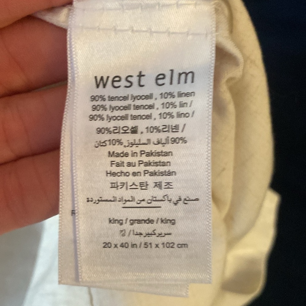 West Elm King Sheet Set Tencel Linen Natural Fleck Flat + Fitted + 4 Pillowcases - Picture 8 of 9